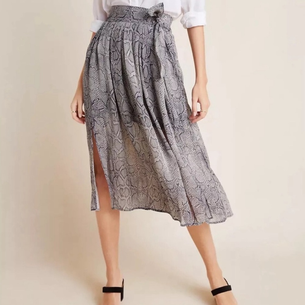 Anthropologie - Maeve - Women’s L - snake skin mid skirt